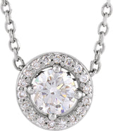 14K White Gold 3/8 CTW Natural Diamond Halo-Style 16" Necklace