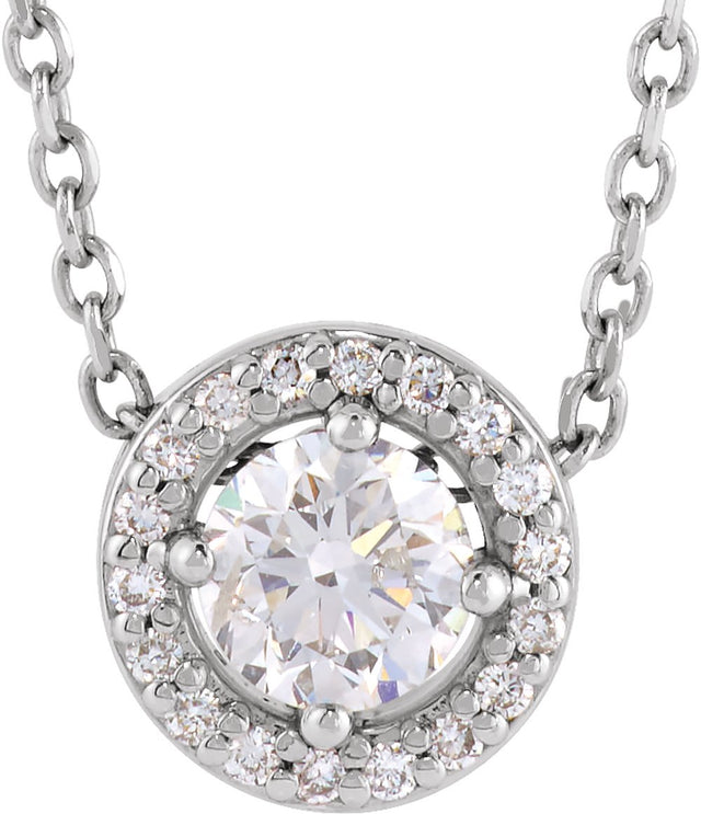 14K White Gold 3/8 CTW Natural Diamond Halo-Style 16" Necklace