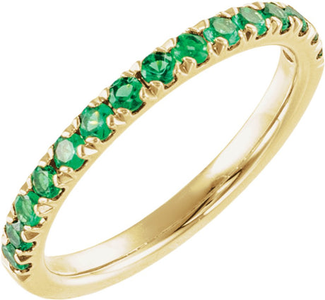 14K Yellow Gold Lab-Grown Emerald Stackable Ring