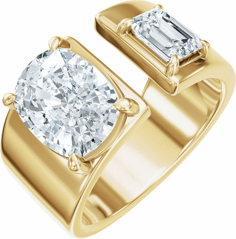14K Yellow Gold 2 1/2 CTW Lab-Grown Diamond Two-Stone Engagement Ring