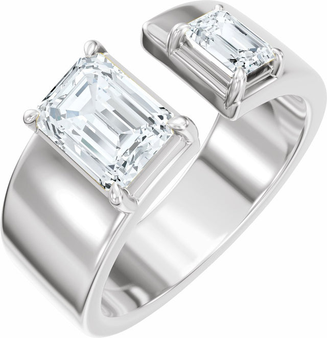 14K White Gold 2 1/2 CTW Lab-Grown Diamond Two-Stone Engagement Ring