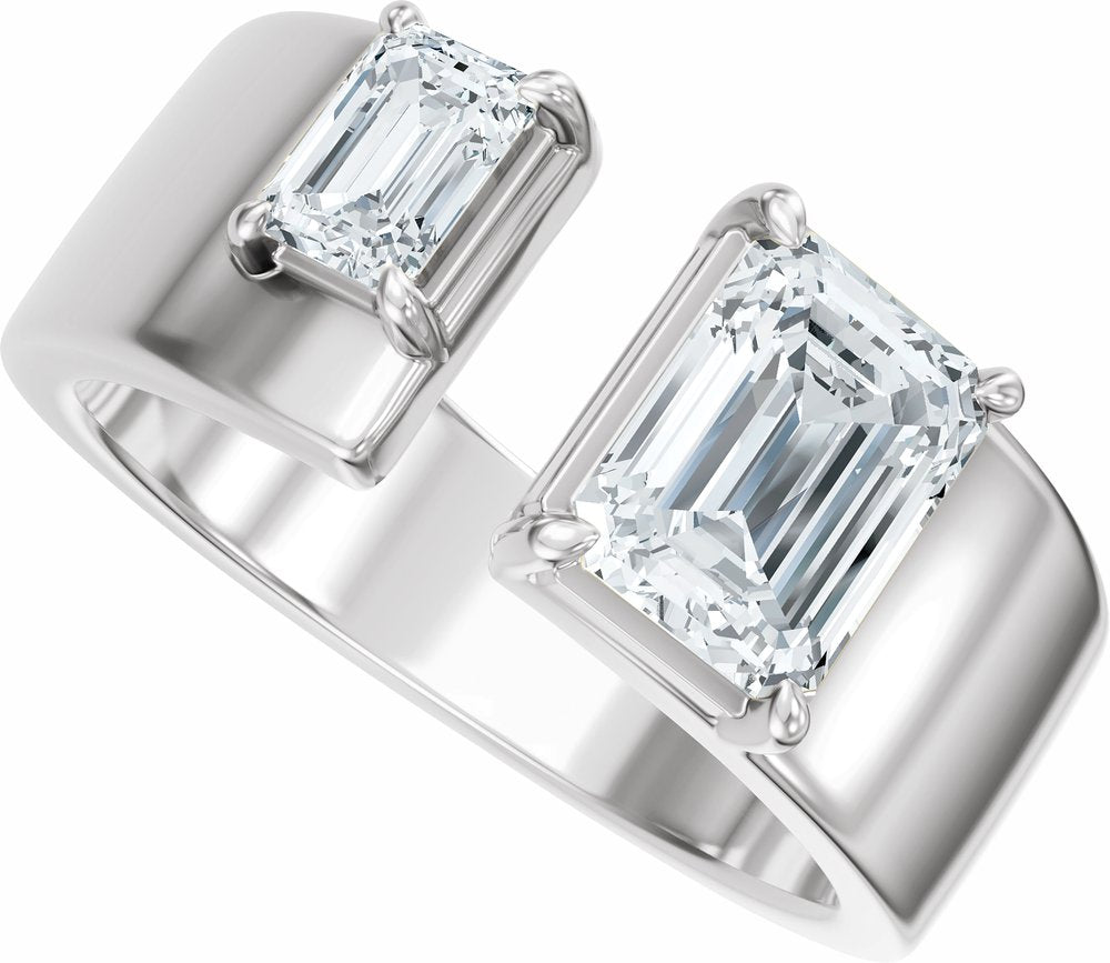 14K White Gold 2 1/2 CTW Lab-Grown Diamond Two-Stone Engagement Ring