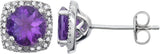 Sterling Silver Natural Amethyst & .015 CTW Natural Diamond Earrings