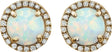 14K Yellow Gold Vermeil Lab-Grown White Opal & 1/8 CTW Lab-Grown Diamond Birthstone Earrings