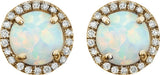 14K Yellow Gold Vermeil Lab-Grown White Opal & 1/8 CTW Lab-Grown Diamond Birthstone Earrings