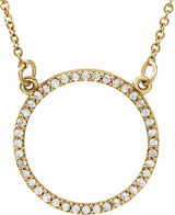 14K Yellow Gold 1/8 CTW Natural Diamond Circle 16" Necklace