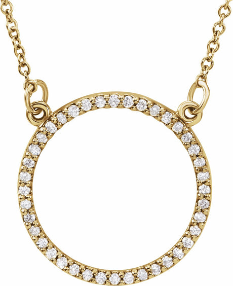14K Yellow Gold 1/8 CTW Natural Diamond Circle 16" Necklace