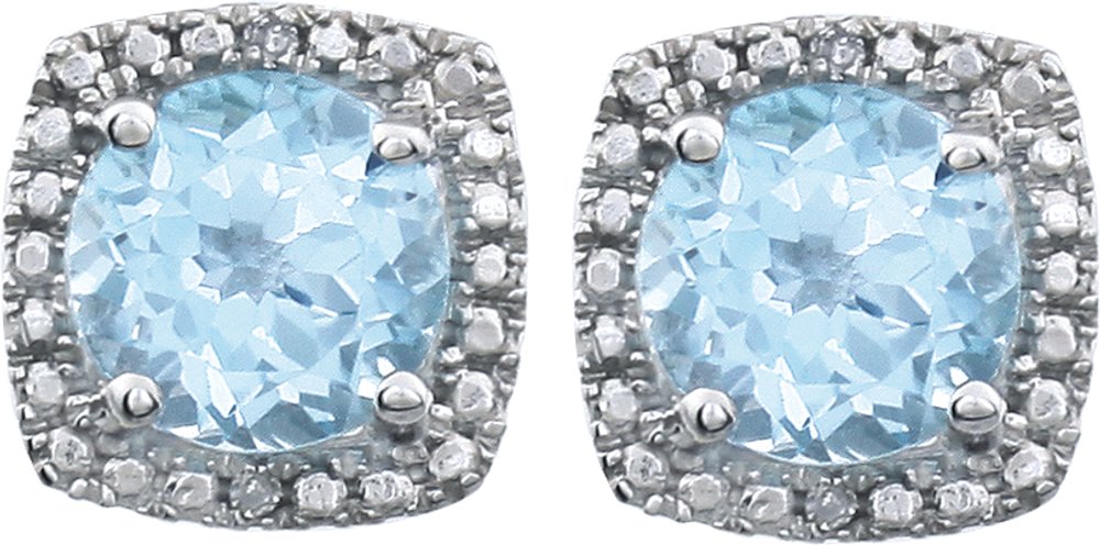 Sterling Silver Natural Sky Blue Topaz & .015 CTW Natural Diamond Earrings