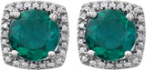 Sterling Silver Lab-Grown Emerald & .015 CTW Natural Diamond Earrings