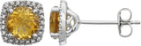 Sterling Silver Natural Citrine & .015 CTW Natural Diamond Earrings