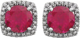 Sterling Silver Lab-Grown Ruby & .015 CTW Natural Diamond Earrings