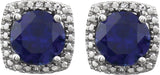 Sterling Silver Lab-Grown Blue Sapphire & .015 CTW Natural Diamond Earrings