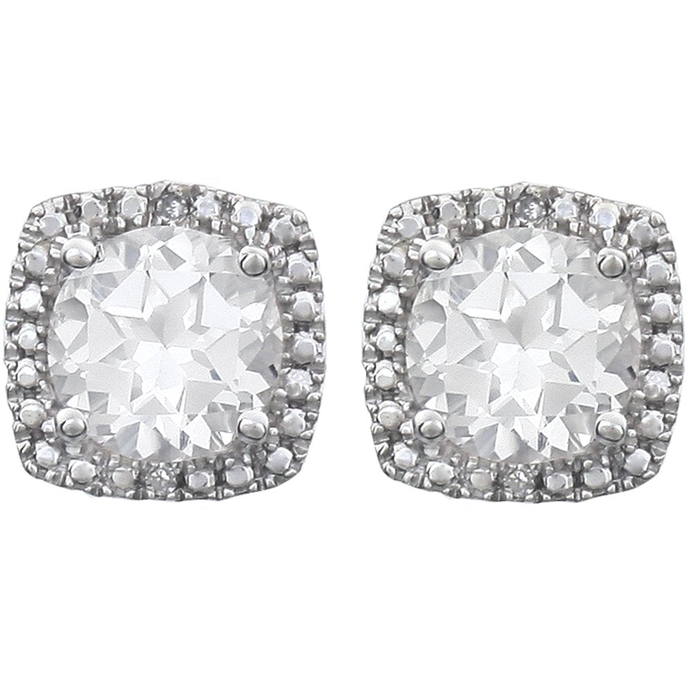 Sterling Silver Lab-Grown White Sapphire & .015 CTW Natural Diamond Earrings