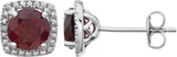 Sterling Silver Natural Mozambique Garnet & .015 CTW Natural Diamond Earrings