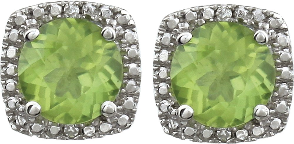 Sterling Silver Natural Peridot & .015 CTW Natural Diamond Earrings