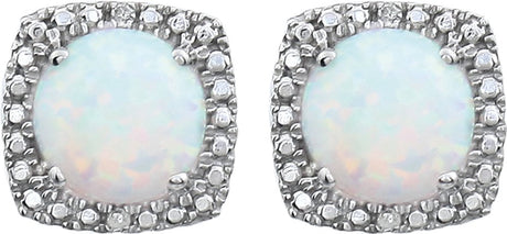 Sterling Silver Lab-Grown Opal & .015 CTW Natural Diamond Earrings