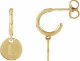 14K Yellow Gold Engravable Disc Hoop Earrings