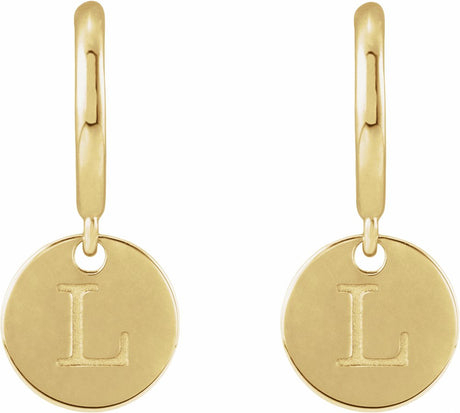 14K Yellow Gold Engravable Disc Hoop Earrings