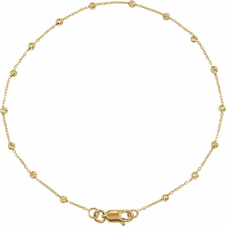 14K Yellow Gold .65 mm Beaded Cable 7" Chain