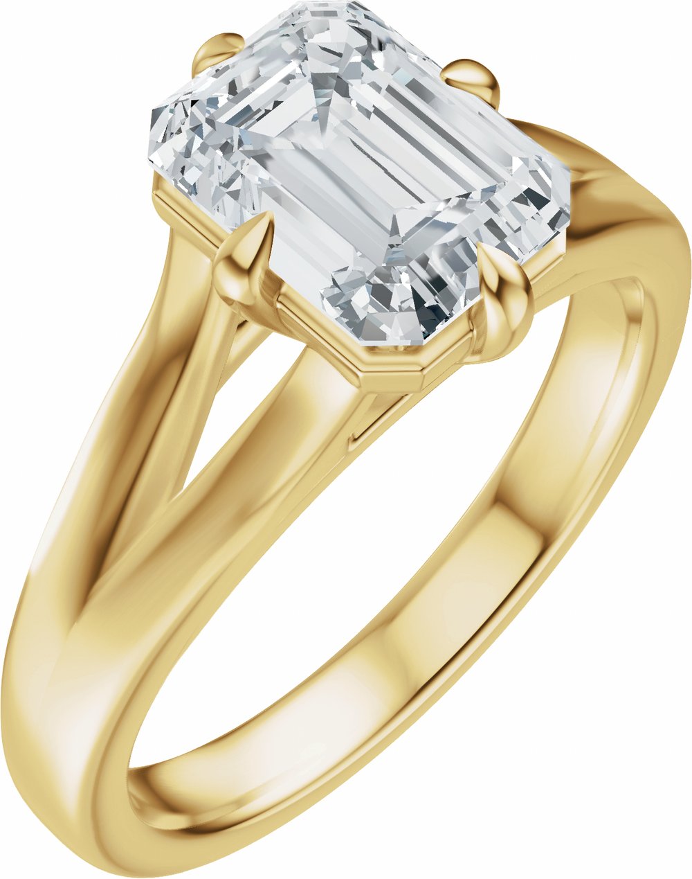 14K Yellow Gold 8x6 mm  Emerald Engagement Ring Mounting