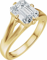 14K Yellow Gold 8x6 mm  Emerald Engagement Ring Mounting