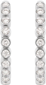 14K White Gold 1/4 CTW Lab-Grown Diamond Hinged Hoop Earrings