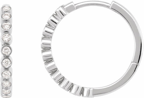 14K White Gold 1/4 CTW Lab-Grown Diamond Hinged Hoop Earrings