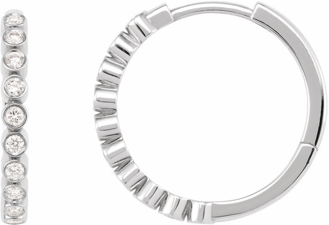 14K White Gold 1/4 CTW Lab-Grown Diamond Hinged Hoop Earrings