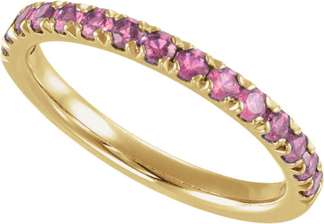 10K Yellow Gold Natural Pink Tourmaline Stackable Ring