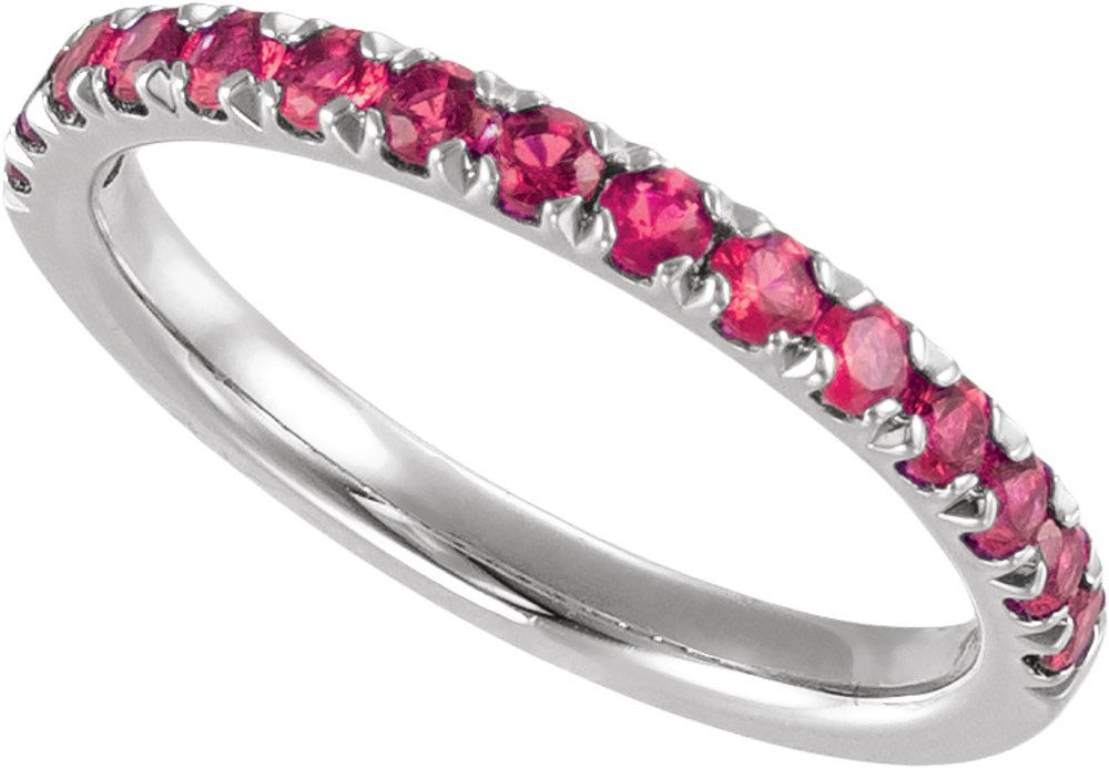 14K White Gold Lab-Grown Ruby Stackable Ring