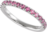 10K White Gold Natural Pink Tourmaline Stackable Ring