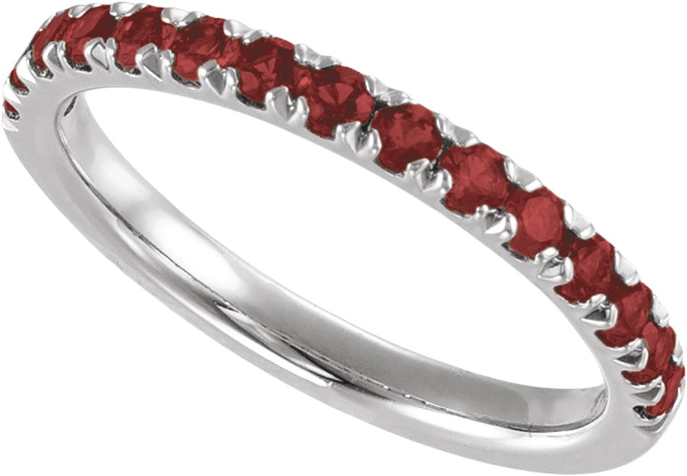 14K White Gold Natural Mozambique Garnet Stackable Ring