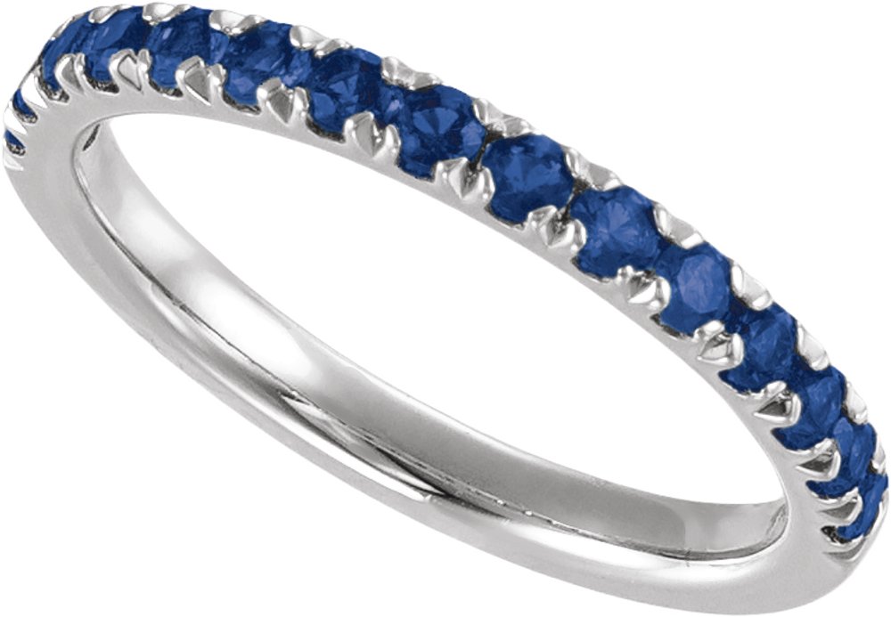 10K White Gold Lab-Grown Blue Sapphire Stackable Ring