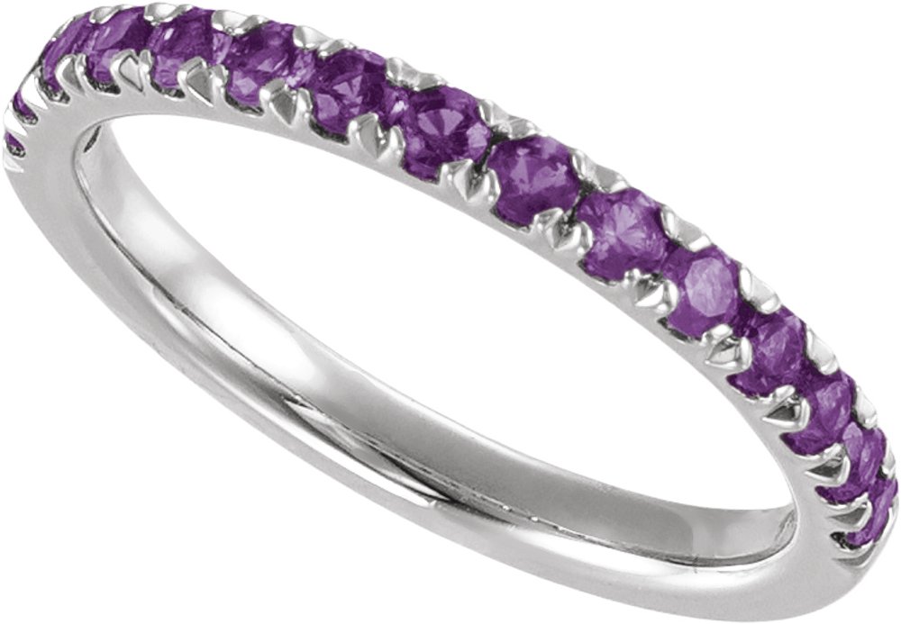14K White Gold Natural Amethyst Stackable Ring