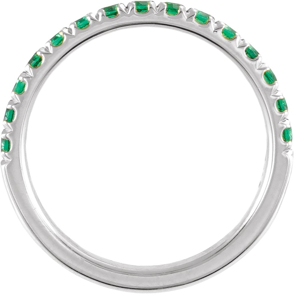 10K White Gold Natural Emerald Stackable Ring