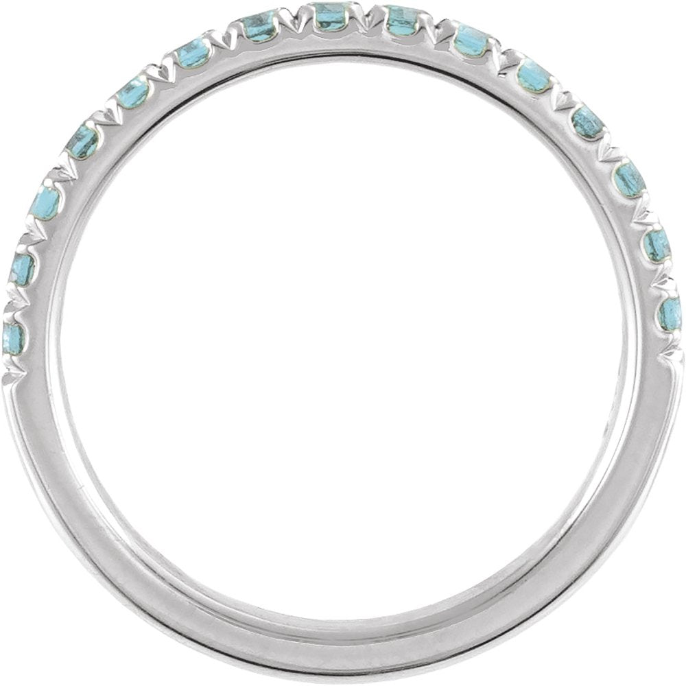 10K White Gold Natural Aquamarine Stackable Ring
