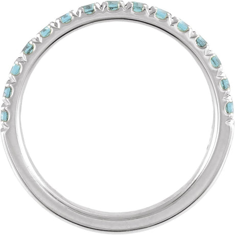 10K White Gold Natural Aquamarine Stackable Ring