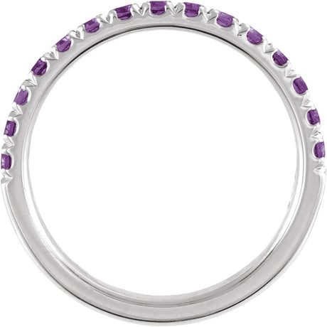 14K White Gold Natural Amethyst Stackable Ring