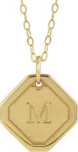 14K Yellow Gold Engravable Geometric 18" Necklace