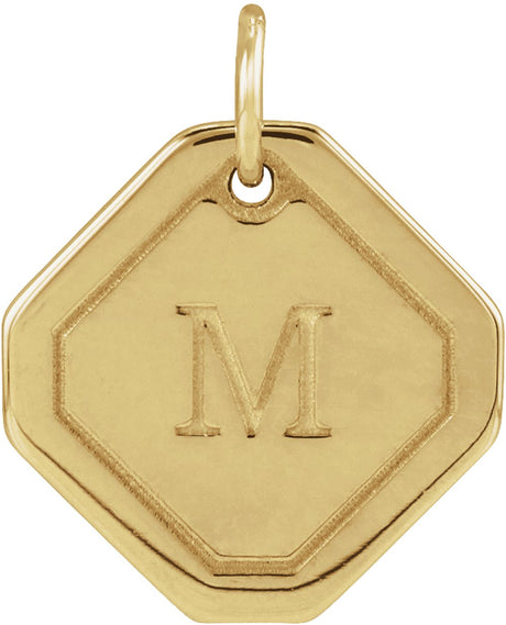 14K Yellow Gold Engravable Geometric Pendant