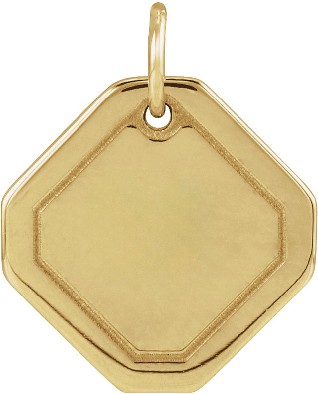 10K Yellow Gold Engravable Geometric Pendant