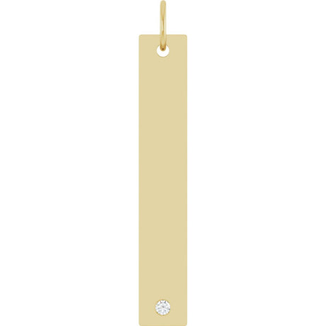 14K Yellow Gold Engravable .03 CT Lab-Grown Diamond Bar Pendant