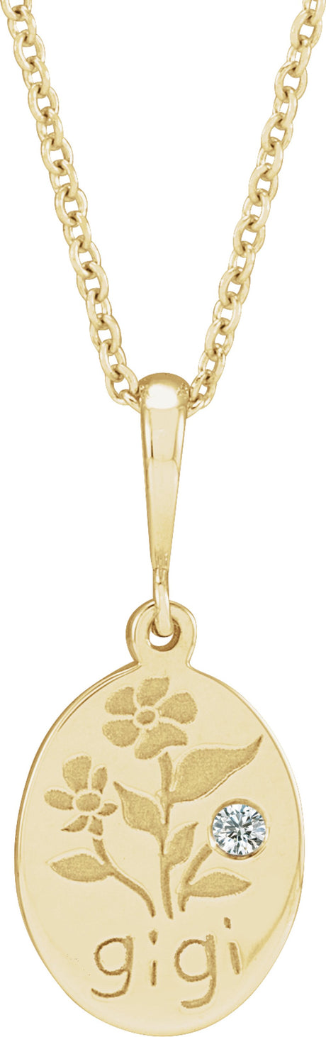 14K Yellow Gold 0.15 CT Natural Diamond Gigi 16-18" Necklace