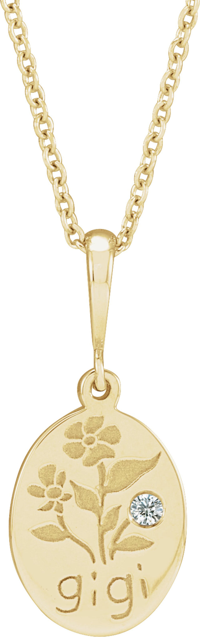 14K Yellow Gold 0.15 CT Natural Diamond Gigi 16-18" Necklace