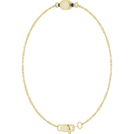 14K Yellow Gold Engravable Lab-Grown Blue Sapphire 6 1/2-7 1/2" Bracelet