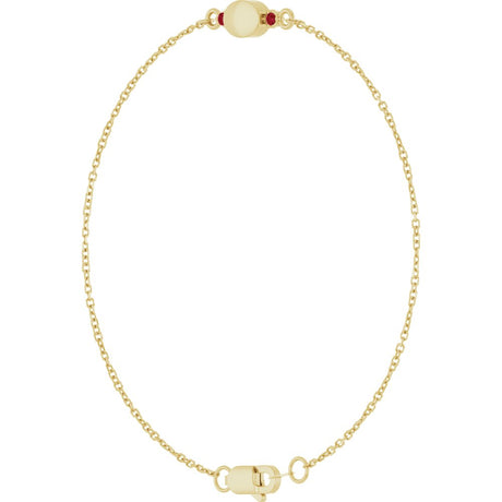 14K Yellow Gold Engravable Lab-Grown Ruby 6 1/2-7 1/2" Bracelet