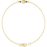14K Yellow Gold Engravable Lab-Grown Blue Sapphire 6 1/2-7 1/2" Bracelet