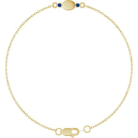 14K Yellow Gold Engravable Lab-Grown Blue Sapphire 6 1/2-7 1/2" Bracelet