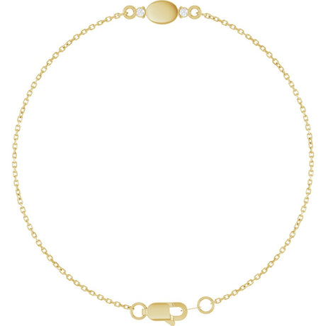 14K Yellow Gold Engravable .03 CT Lab-Grown Diamond 6 1/2-7 1/2" Bracelet
