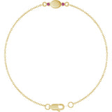 14K Yellow Gold Engravable Natural Pink Tourmaline 6 1/2-7 1/2" Bracelet